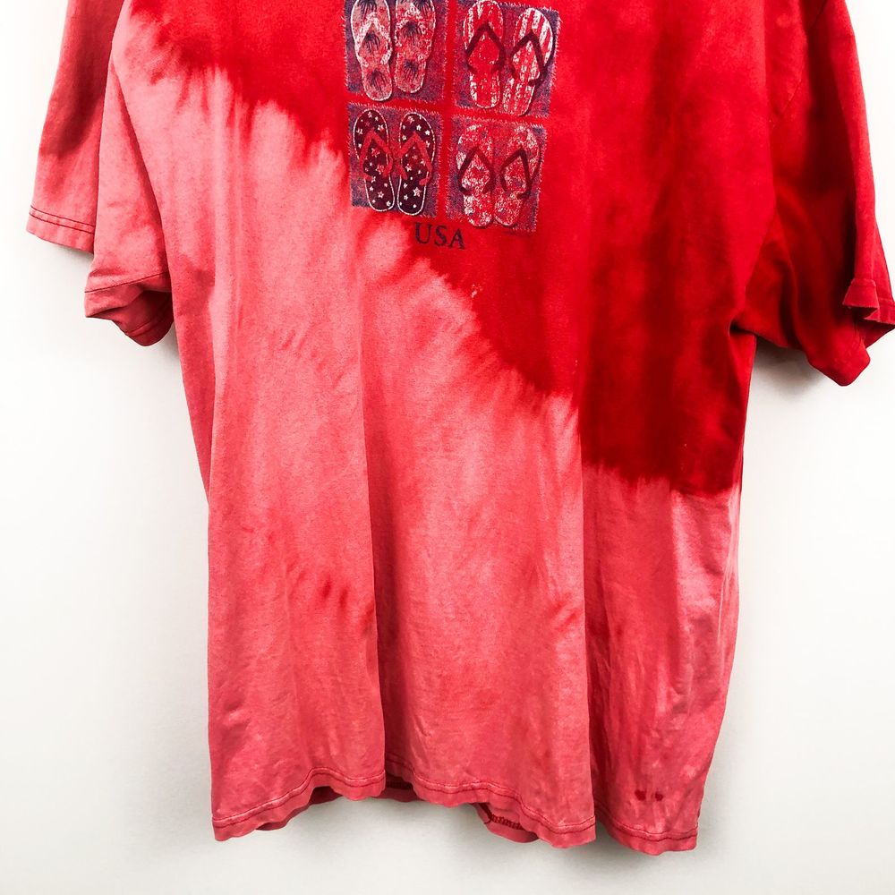 USA Sonoma Red Bleached Dip Dye Oversized Tee - Picture 3 of 6